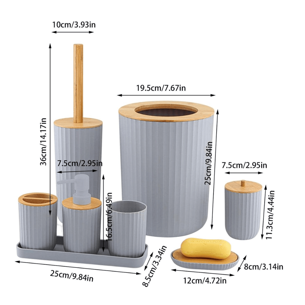 luxury 8-Piece Grey Bathroom Accessories Set