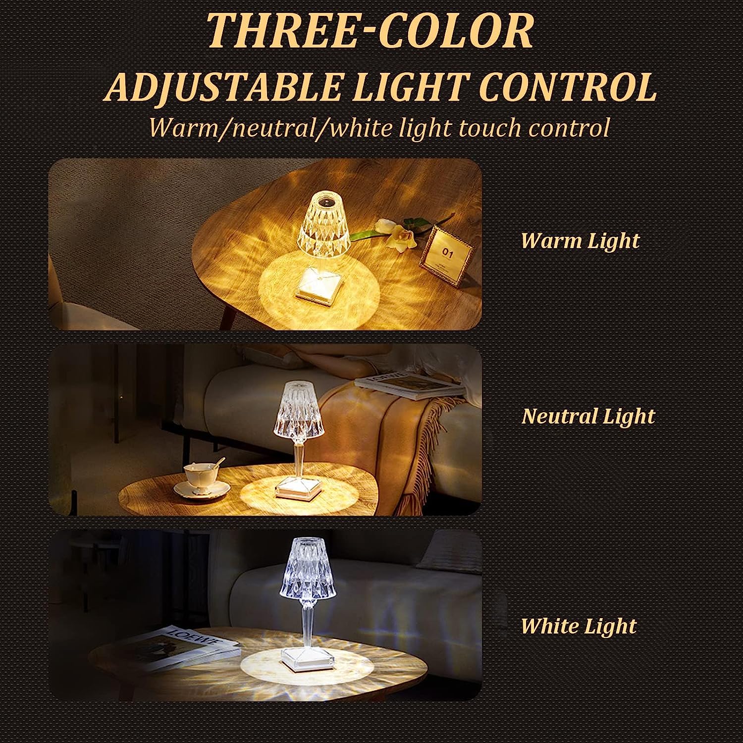 Xergy Crystal Diamond 5V 3W,3 Color With Touch Control