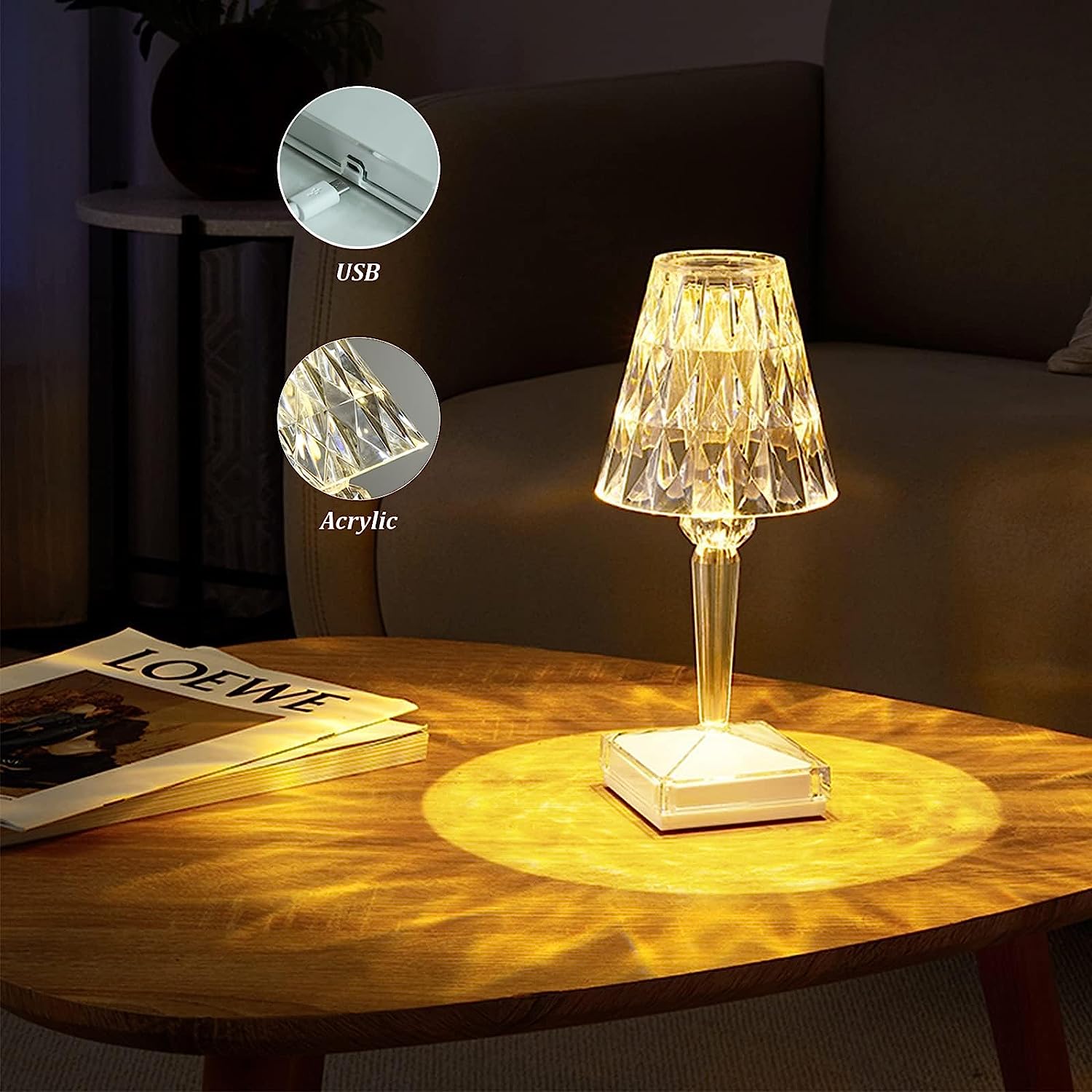 Xergy Crystal Diamond 5V 3W,3 Color With Touch Control