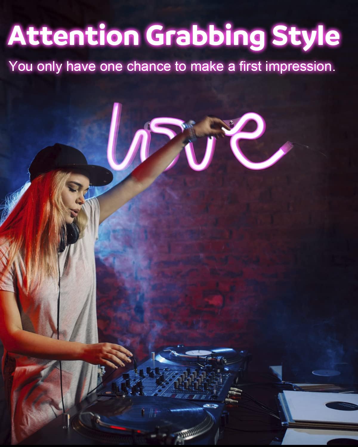 Love Neon LED Light Sign Table Decoration, Gifts, Night Light with USB, (Pink)