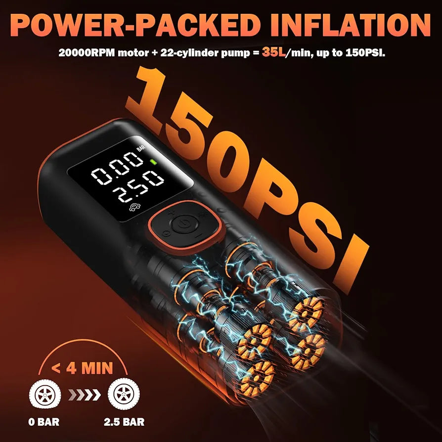 Portable Electric Air Compressor Pump for Car, Bike & Bicycle