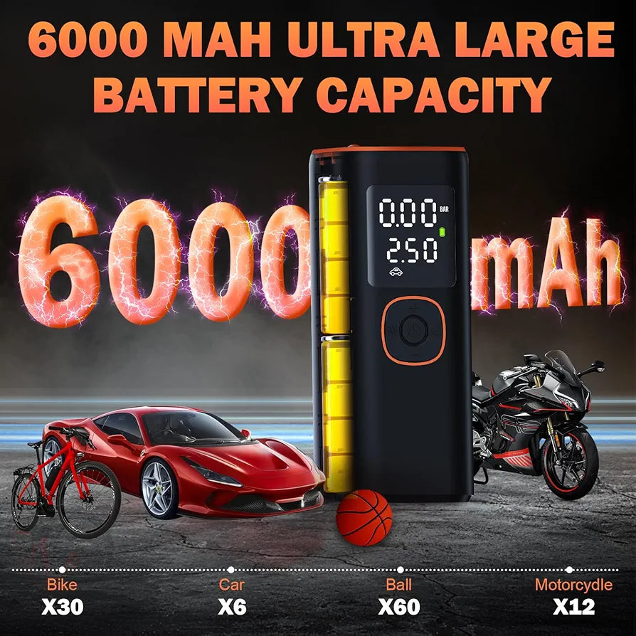 Portable Electric Air Compressor Pump for Car, Bike & Bicycle