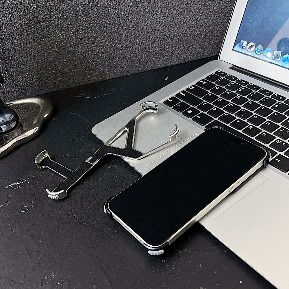 Geometric Metal Phone Case with Bracket Stand - iPhone 15 Pro