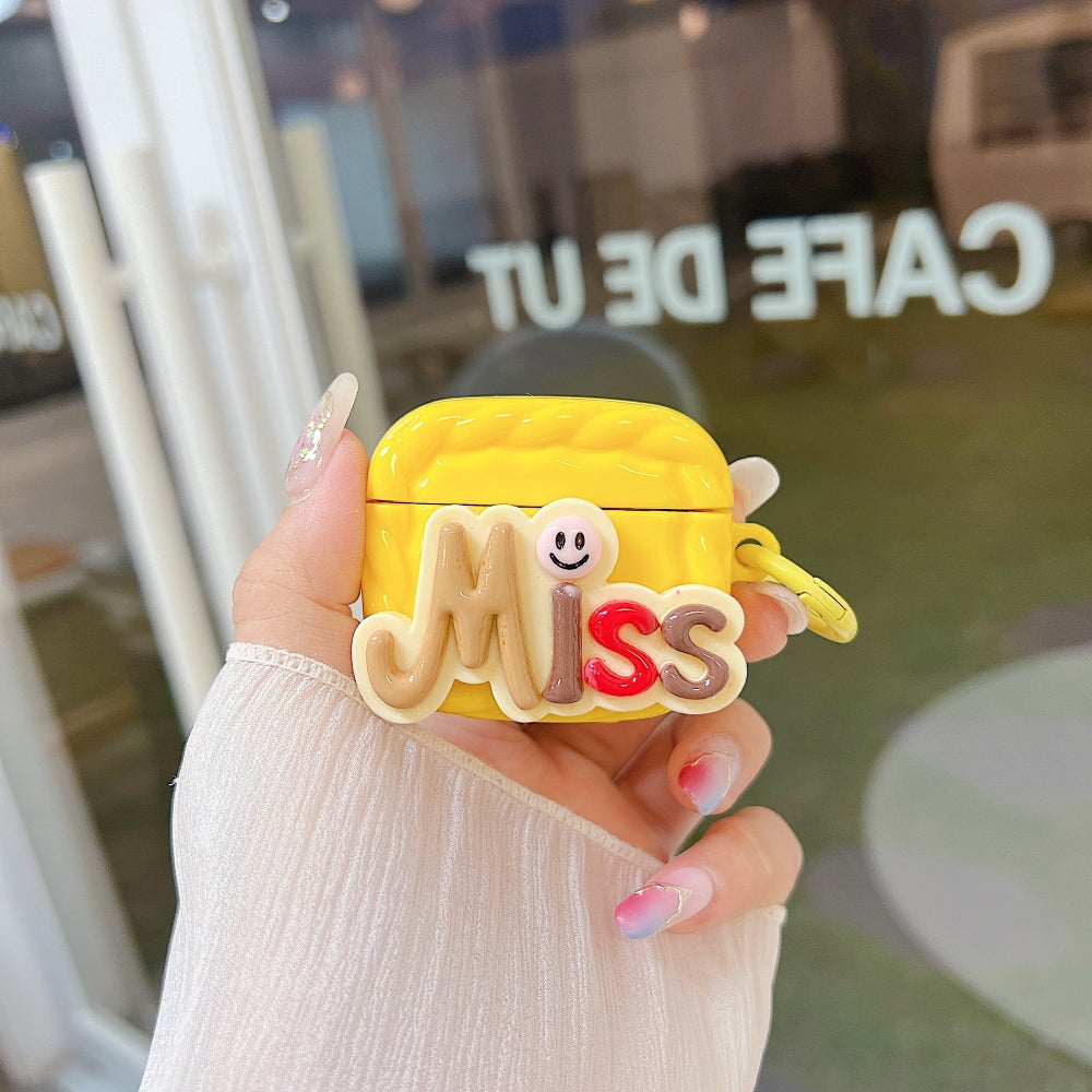 Love Embossed Pattern AirPods Pro 2 Case | PC (Hard) Case with Keychain Hook