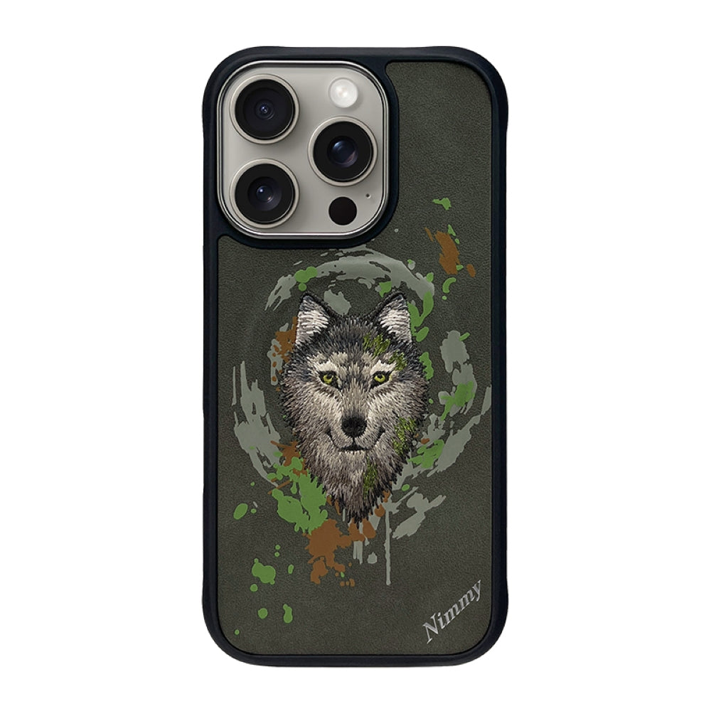 Nimmy 3D Embroided Tiger | Wolf Leather PC (Hard) Phone Case - iPhone 16