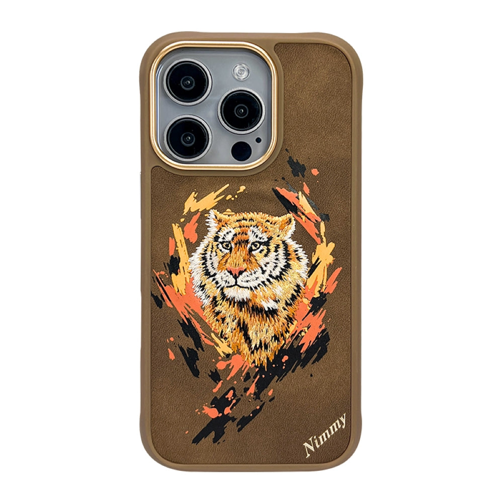 Nimmy 3D Embroided Tiger | Wolf Leather PC (Hard) Phone Case - iPhone 16