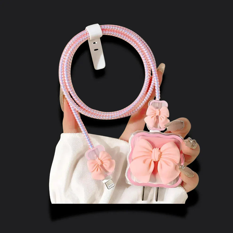 Pink Bow Fast Charger with Cable – Stylish & Durable Design