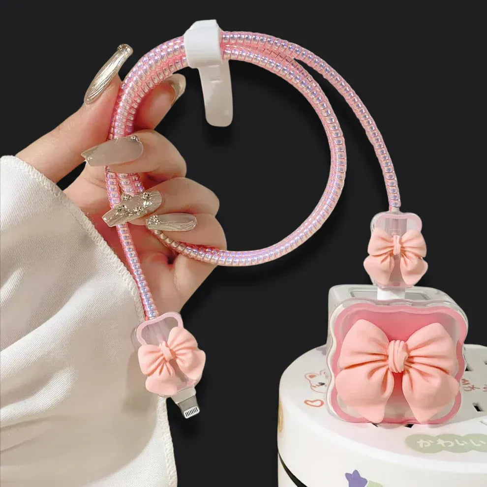 Pink Bow Fast Charger with Cable – Stylish & Durable Design