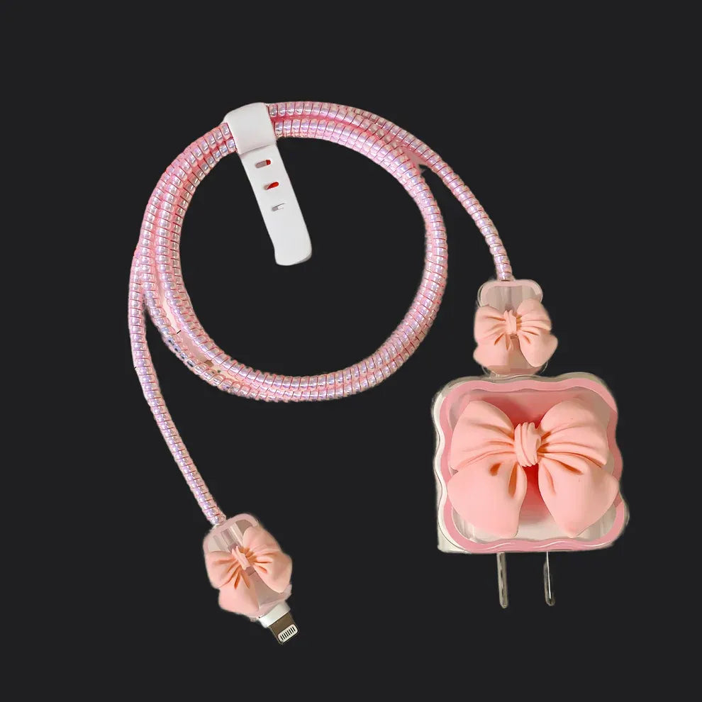 Pink Bow Fast Charger with Cable – Stylish & Durable Design